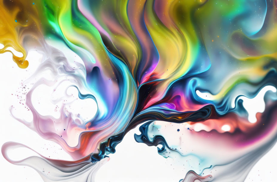 Colorful Abstract Swirl with Liquid Motion and Splatters