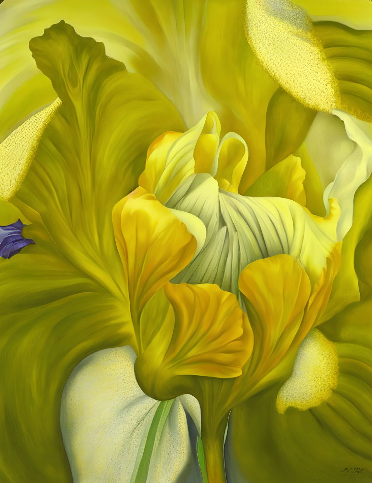 Yellow Calla Lilies Painting on Green Background