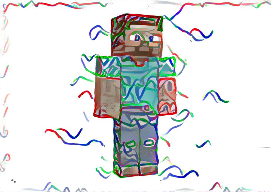 Steve made out of rainbow worms