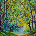 Vibrant Watercolor of a Serene Forest Pathway