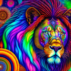 Colorful Psychedelic Tiger Artwork with Swirling Designs