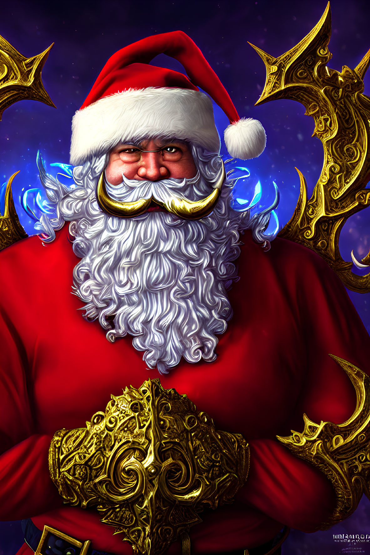 Illustration of Santa Claus in Red Suit and White Beard