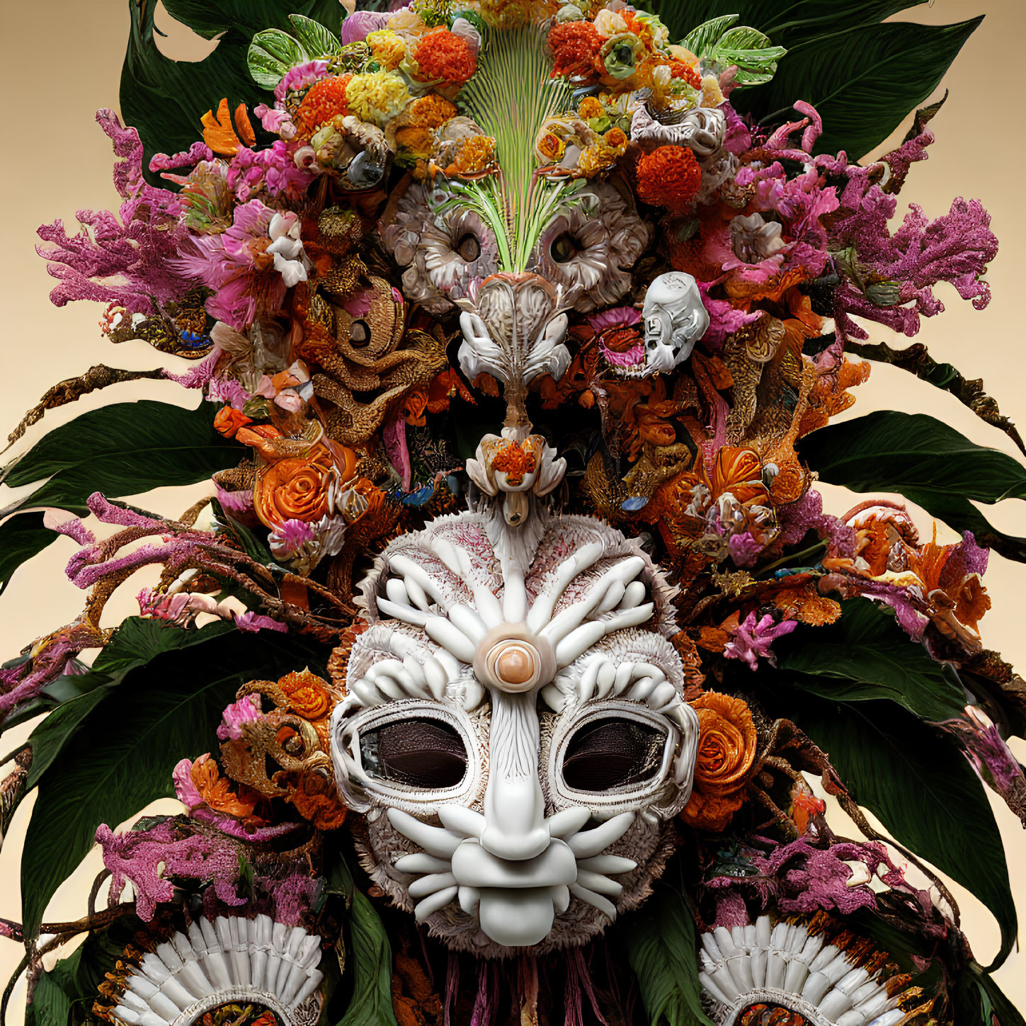 Colorful Floral Mask with Intricate Designs