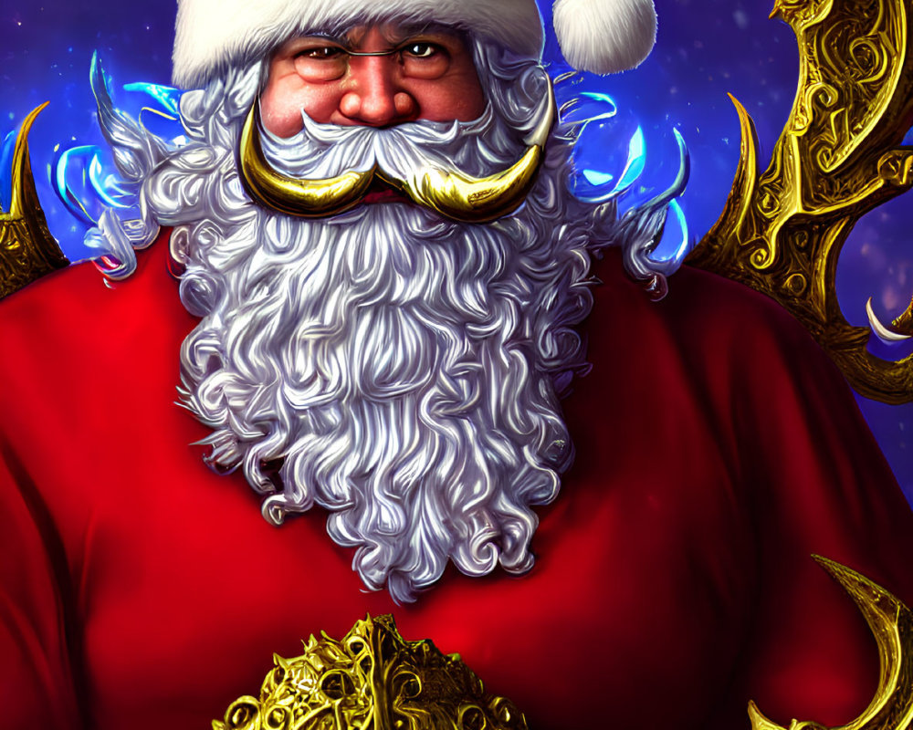 Illustration of Santa Claus in Red Suit and White Beard