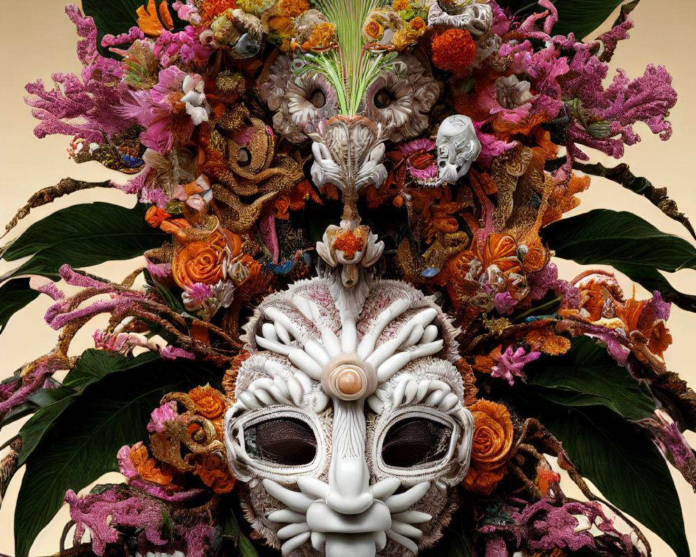 Colorful Floral Mask with Intricate Designs