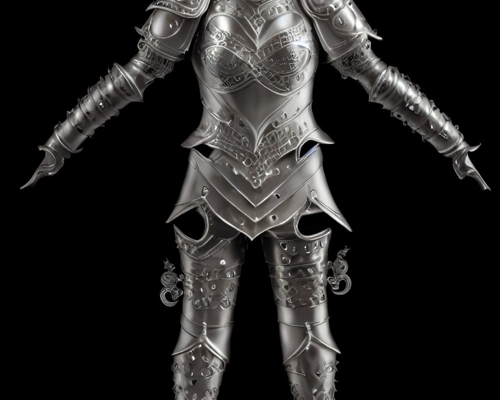 Blond woman in silver fantasy armor with ornate designs