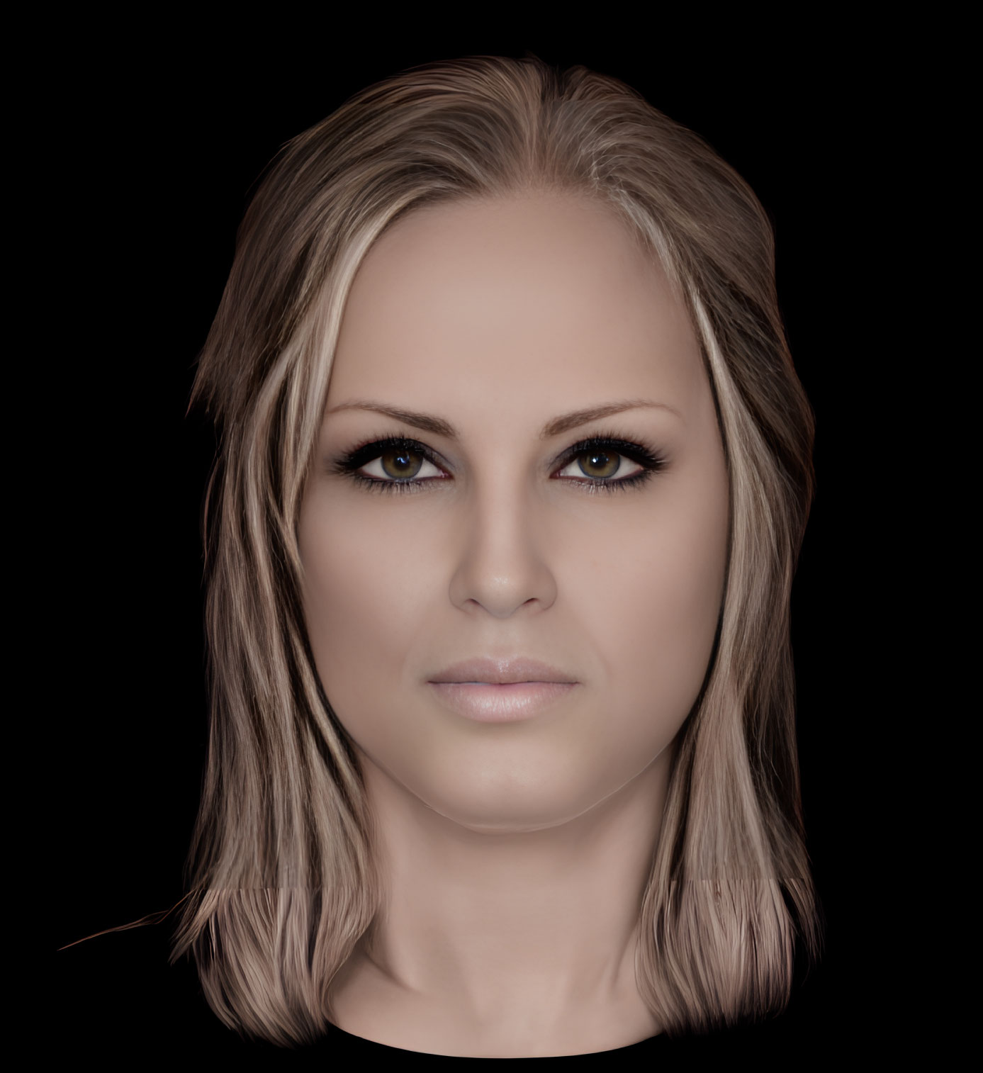 Blonde Woman 3D Portrait with Brown Eyes