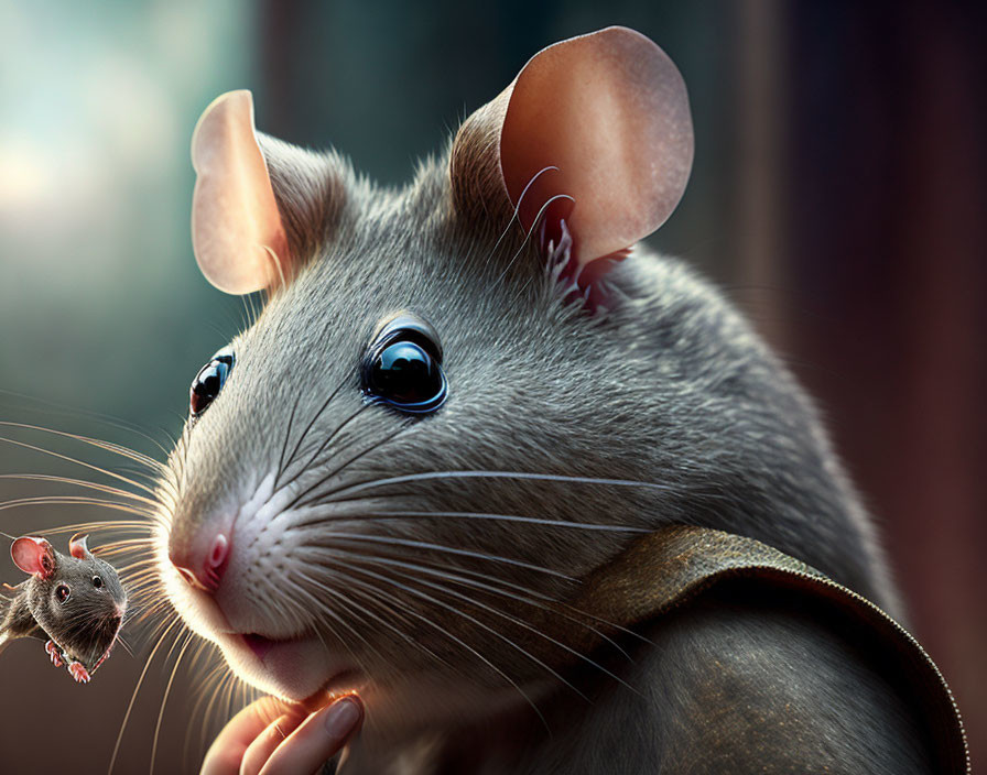 Detailed Gray Rat with Shiny Eyes and Curious Expression