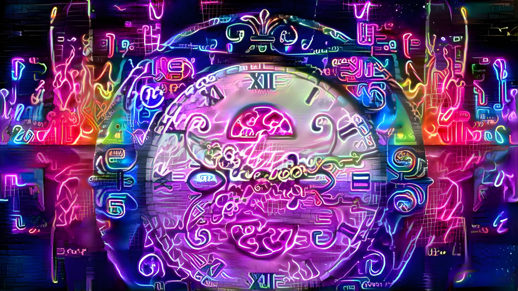 The Drowned Clock Submerged in Neon