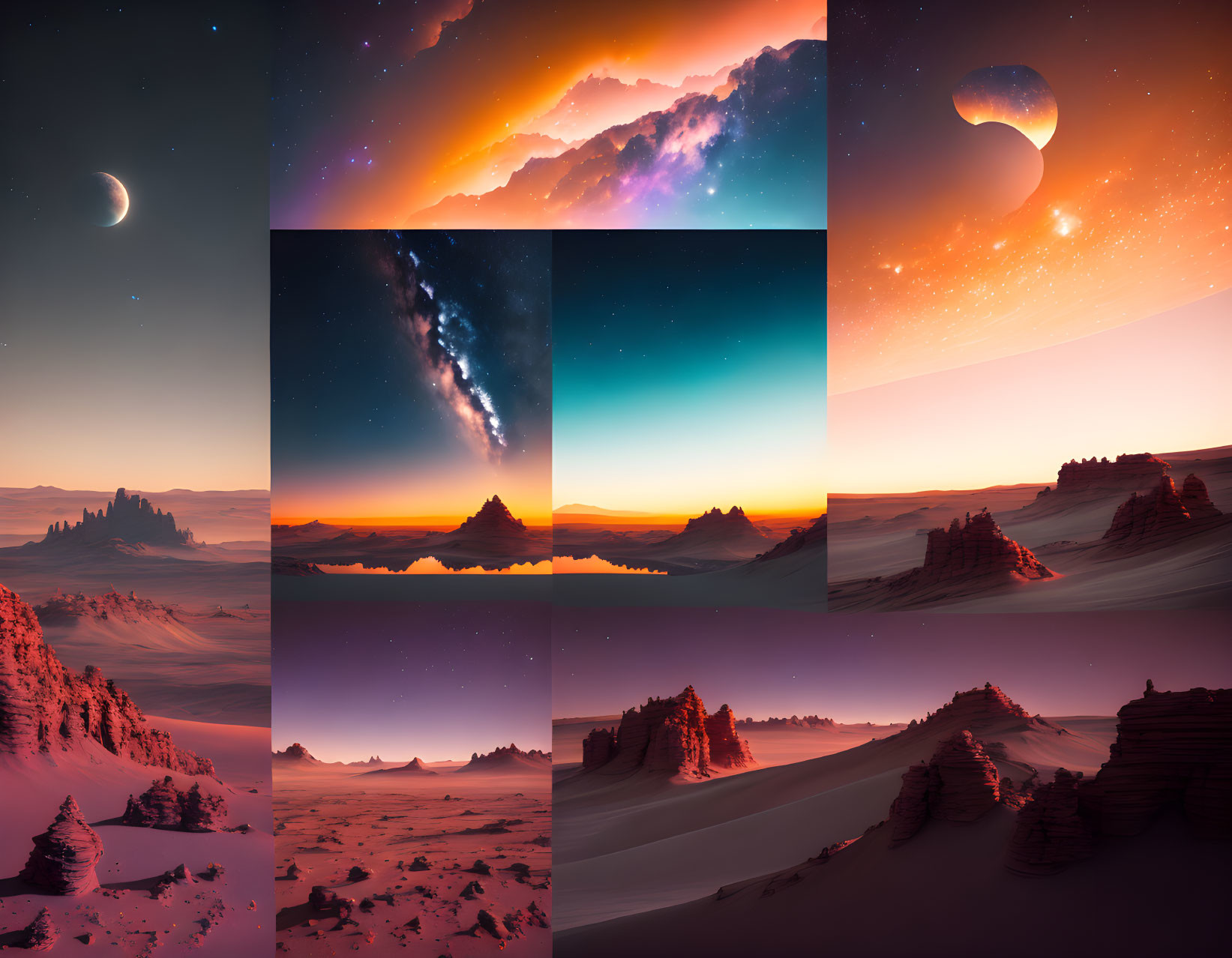 Nine Stunning Landscapes Featuring Celestial Phenomena and Diverse Terrains