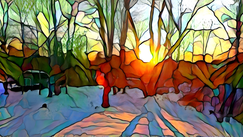 Stained glass sunset