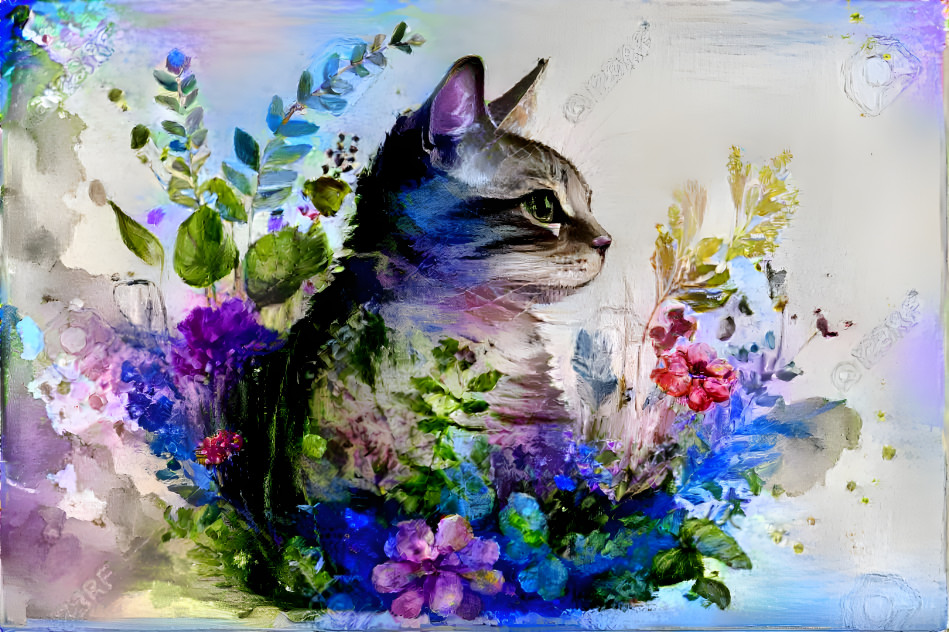 Cat and Flowers