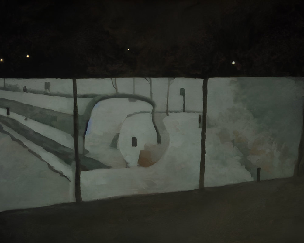 Mural of Snail in Night Scene with Soft Shadows