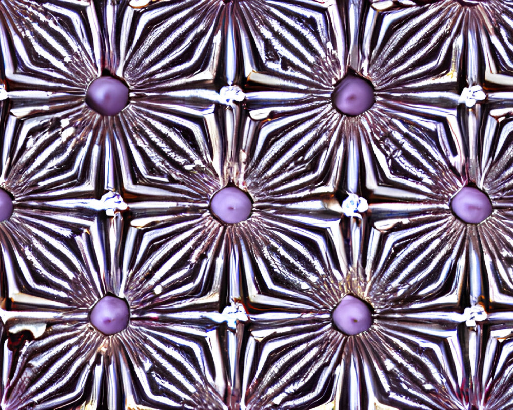 Metallic-Looking Flowers with Purple Centers on Dark Background