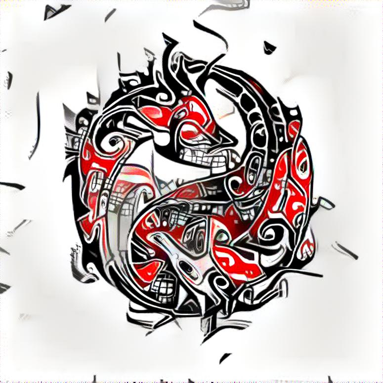 Tribal yin yang dragons