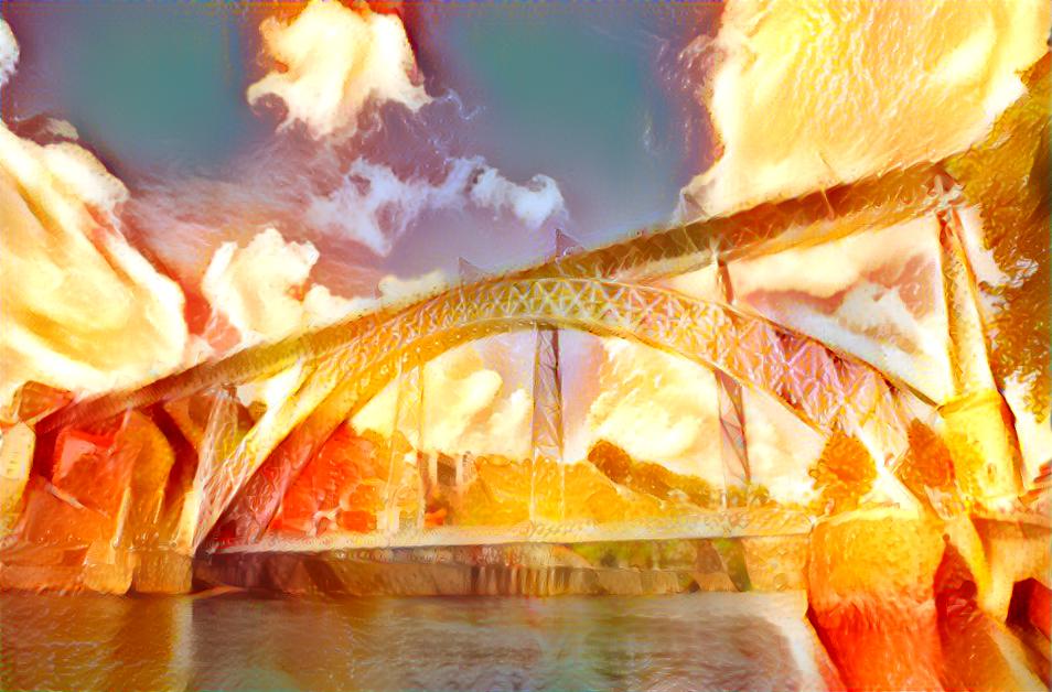 Luis I bridge on fire.