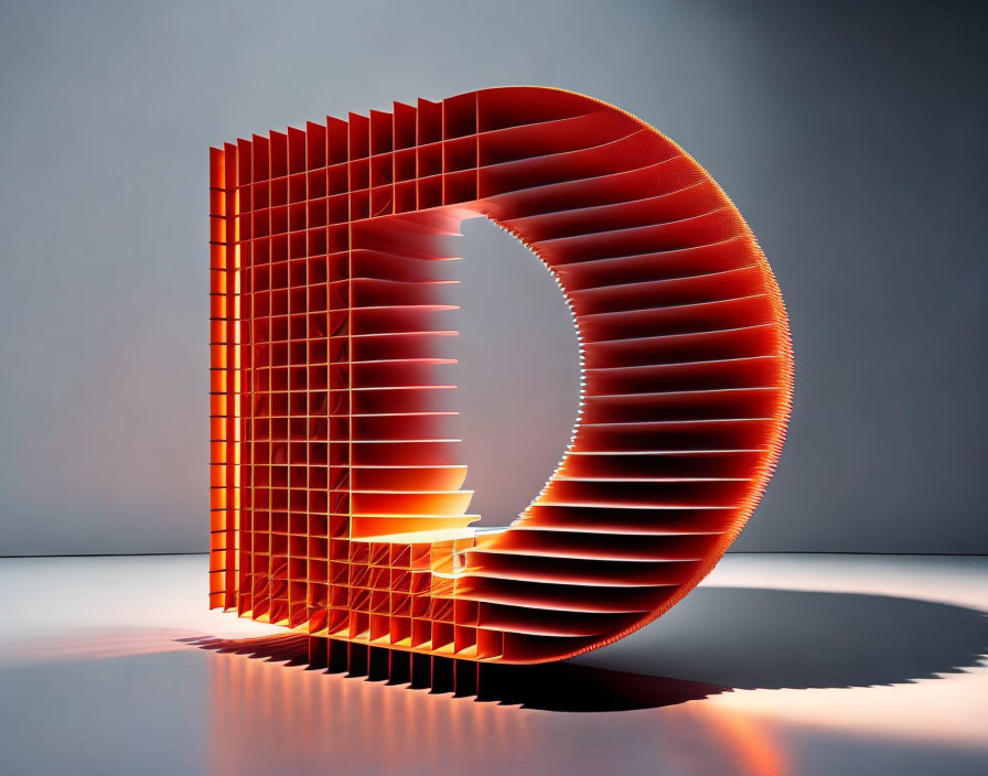 Circular Aperture Sculpture with Vertical Elements and Warm Glow