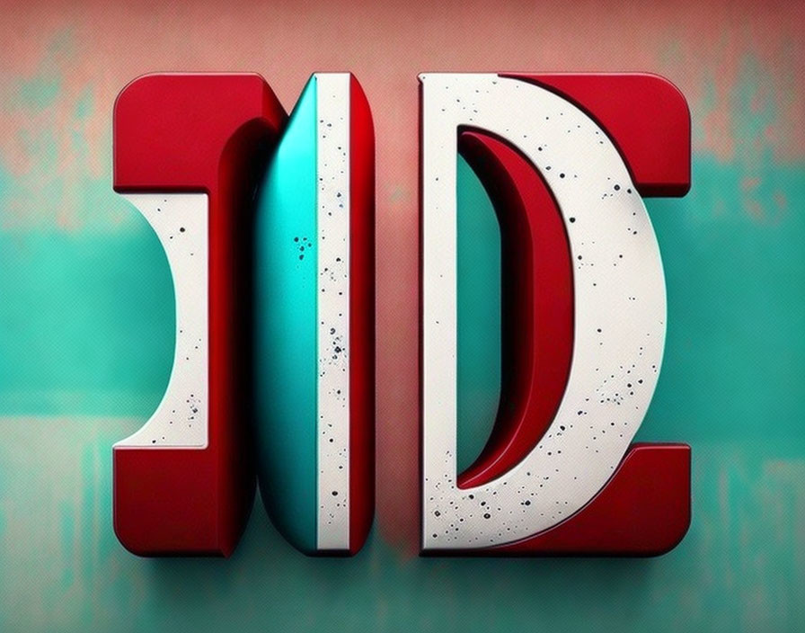 Red and white 3D "ID" letters on teal backdrop with vintage texture