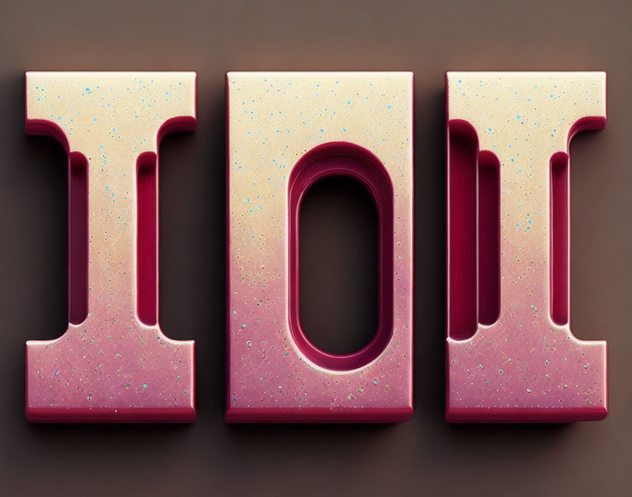 Gradient pink to cream 3D letters "I," "O," and "U" on dark