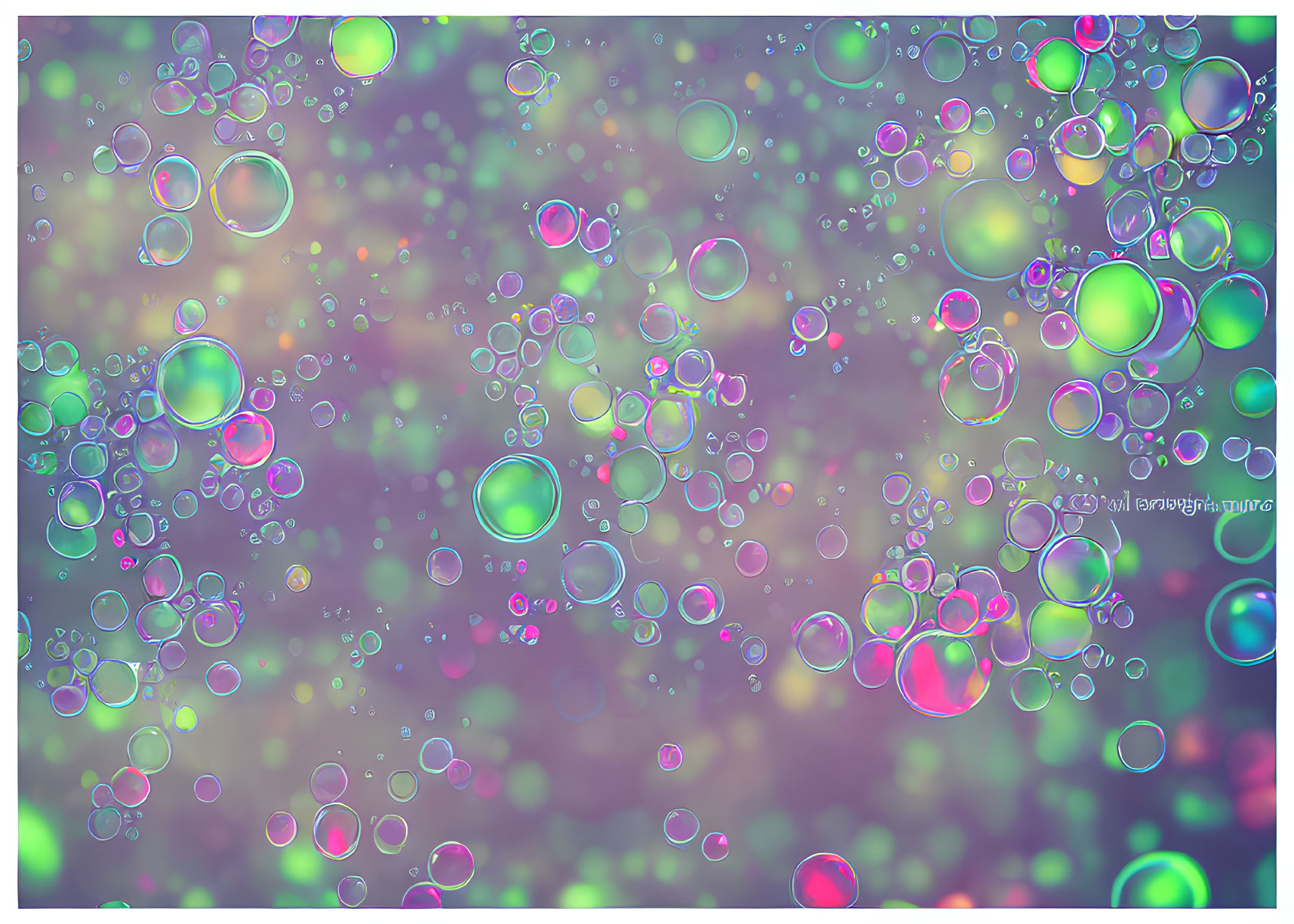 Vibrant soap bubbles on soft-focus multicolored backdrop