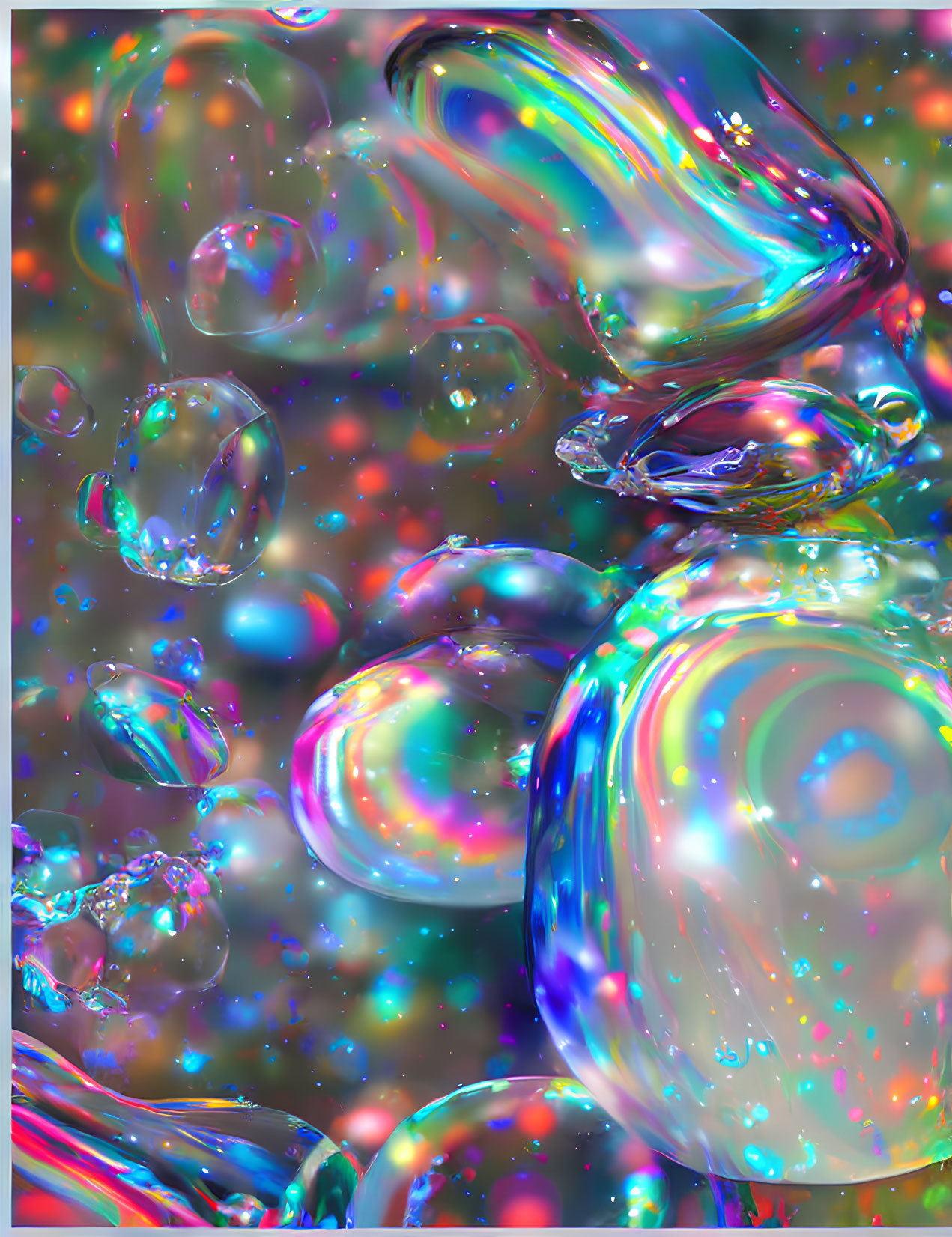 Colorful Soap Bubbles on Glittery Background