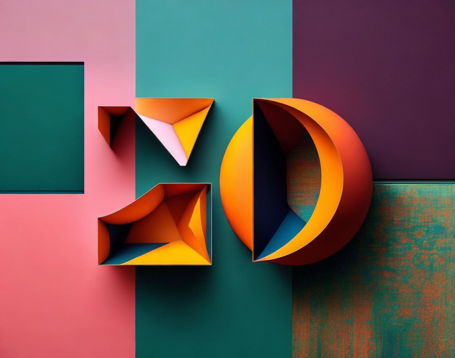 Colorful geometric shapes in abstract composition