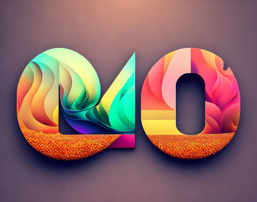 Vibrant Number 40 with Gradient Design and Orange Dot Texture