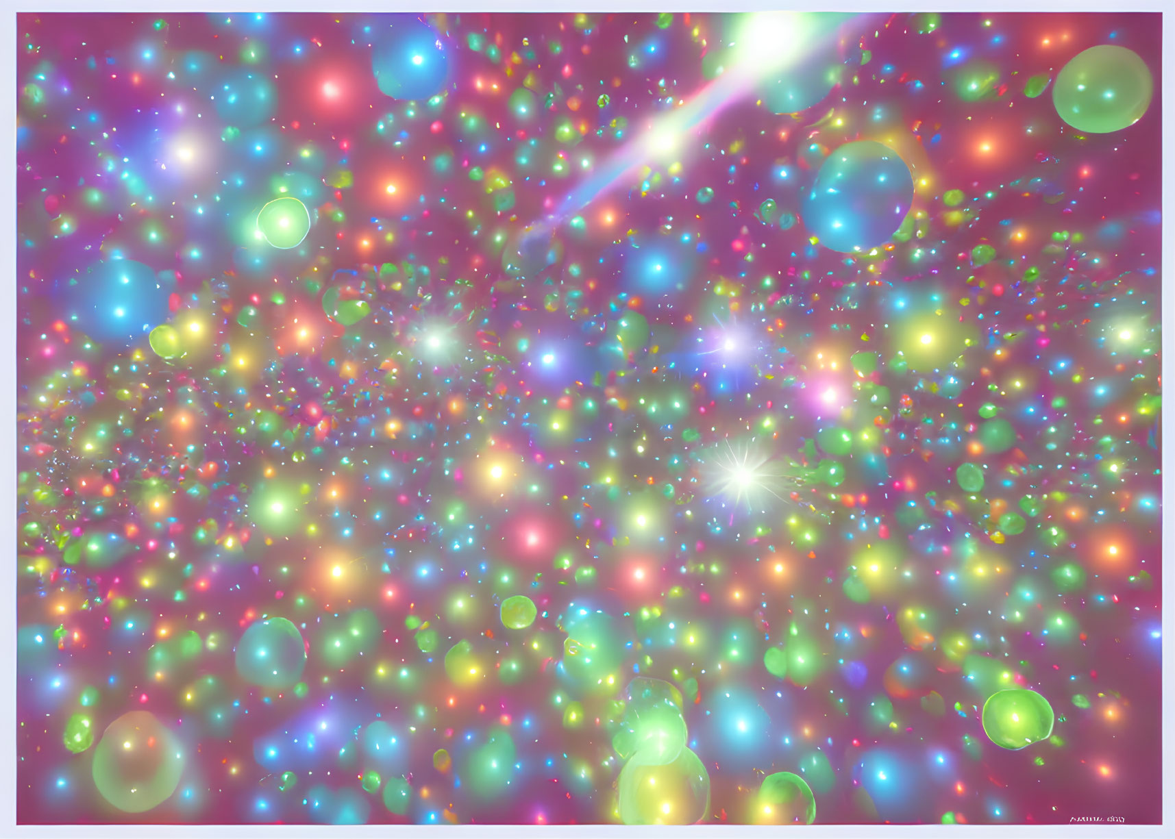 Vibrant abstract art with glowing orbs on pastel background