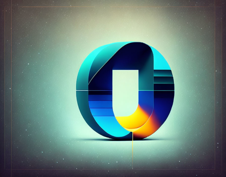 Stylized 3D letter "O" with blue to orange gradient on vintage-style background