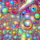 Colorful soap bubbles merging in vibrant close-up view