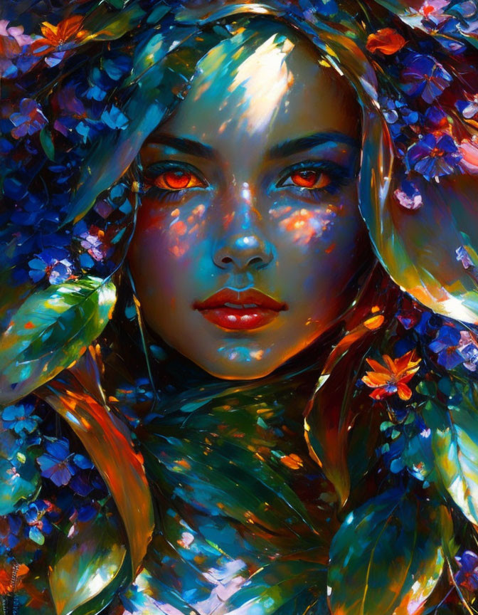 Colorful Flower Portrait with Sunlight Glow