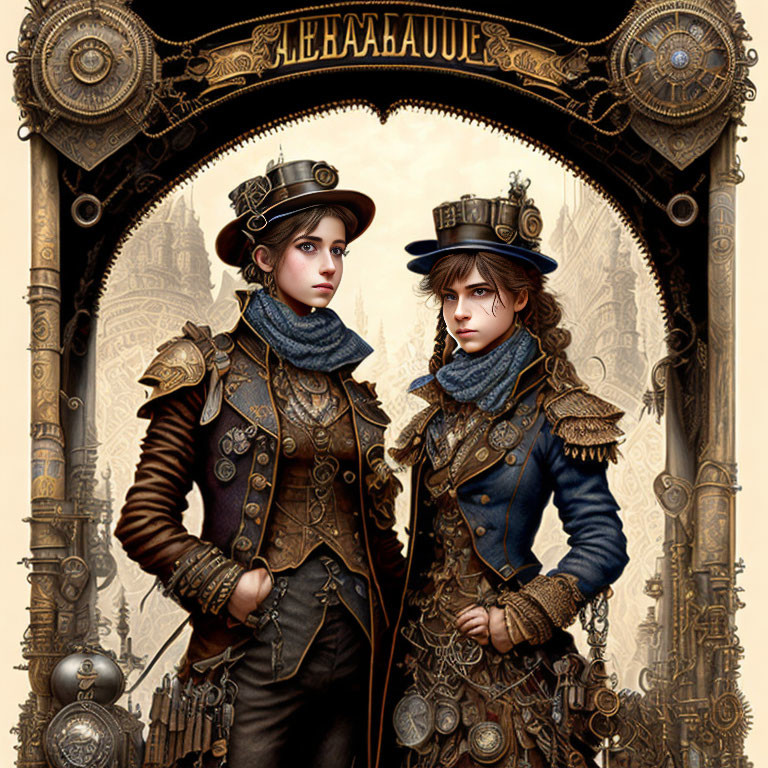 Steampunk Attired Individuals by Ornate Archway