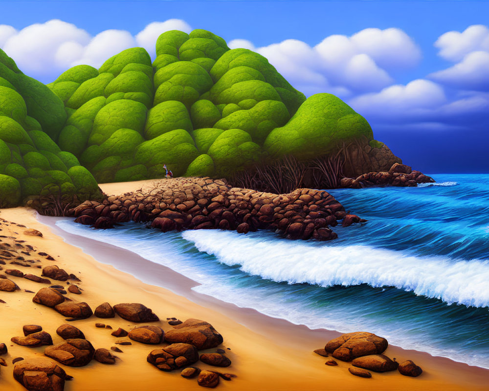 Scenic Beach Landscape with Blue Waters and Golden Sand