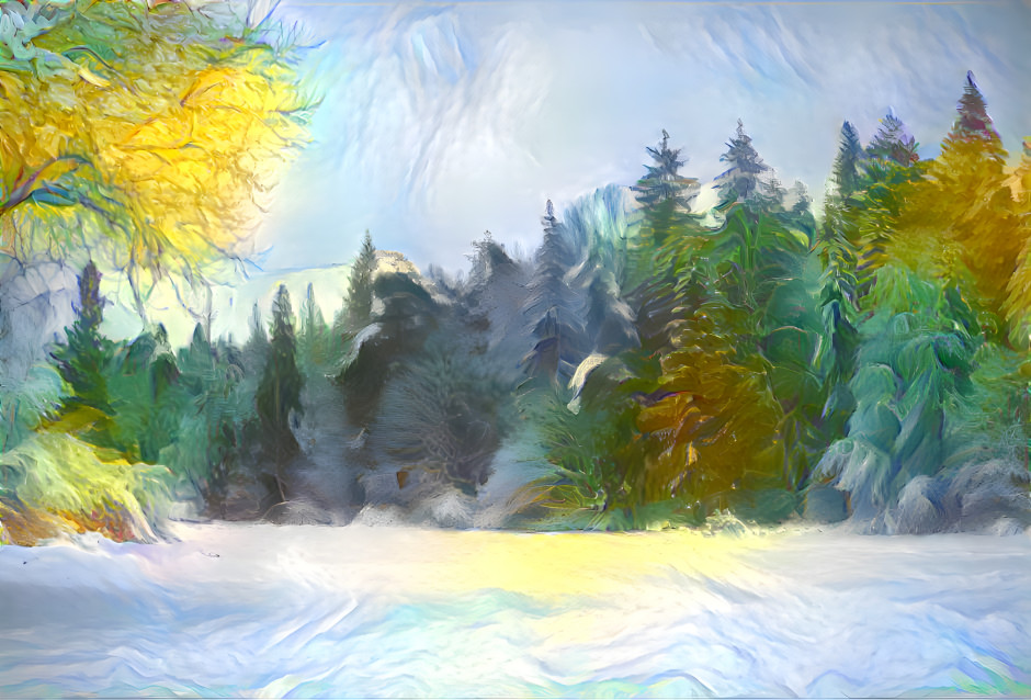 Warm cold winter forest