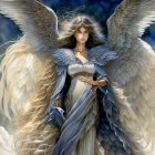 Ethereal Figure with Wings in a Dreamlike Setting