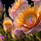 Close-up of Orange and White Flowering Blooms