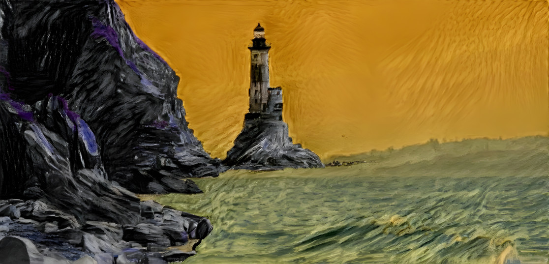 Lighthouse on the green sea