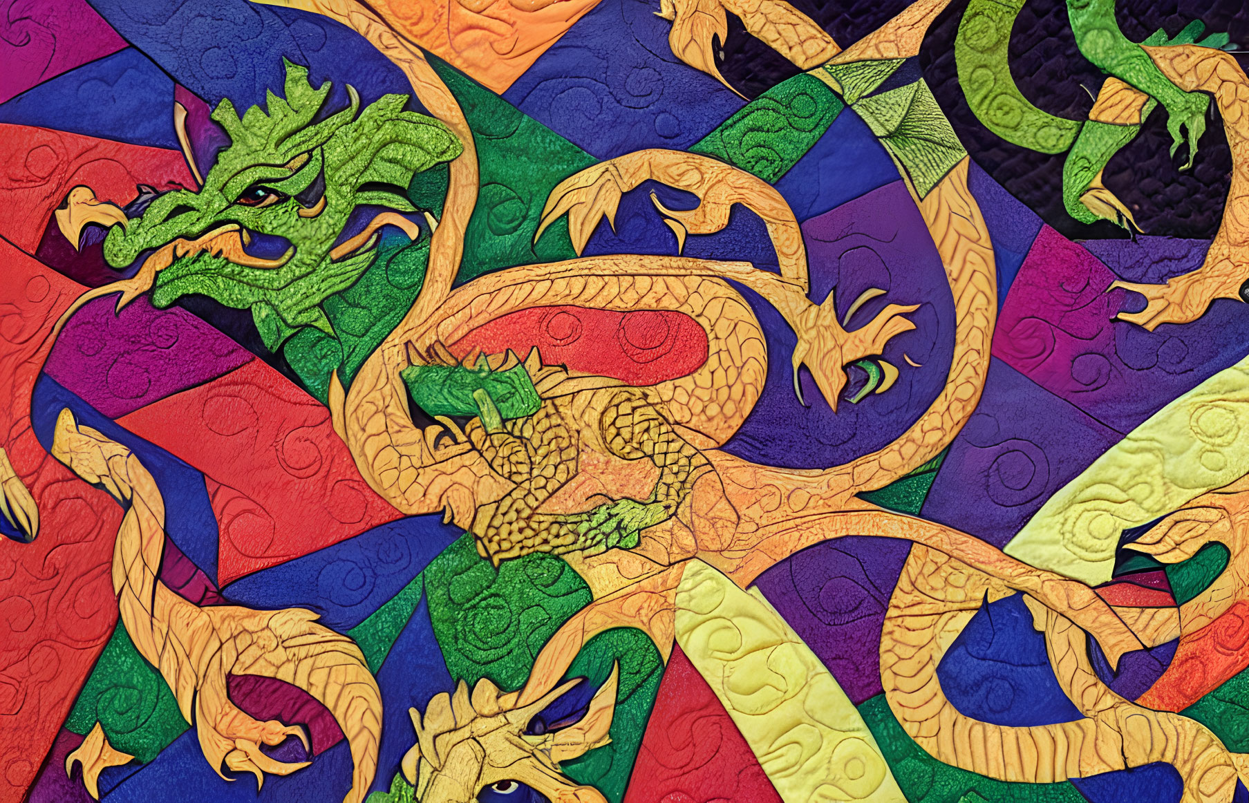 Vibrant Dragon Jigsaw Puzzle with Colorful Interlocking Pieces