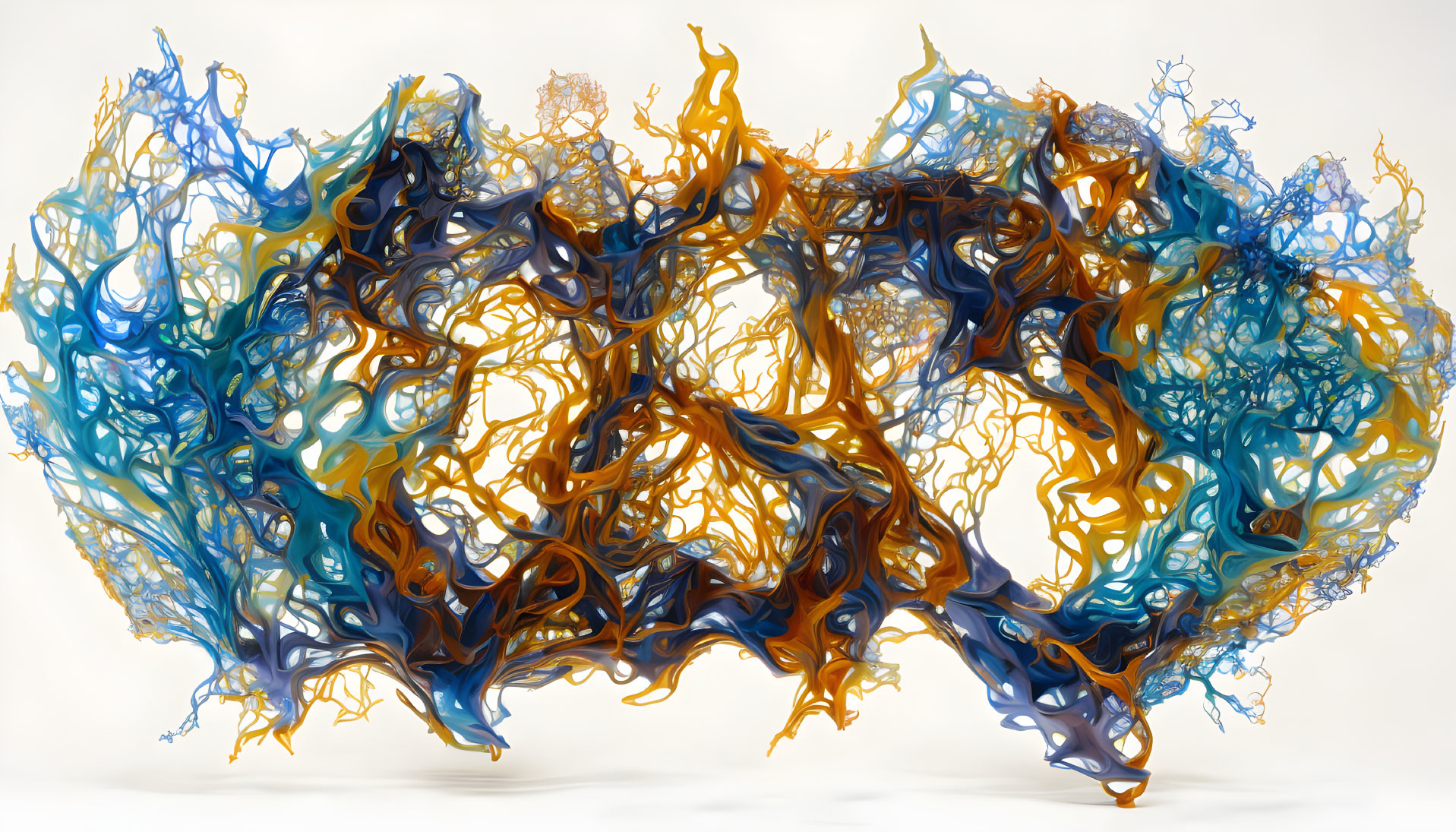 Colorful Abstract 3D Sculpture with Intertwined Strands