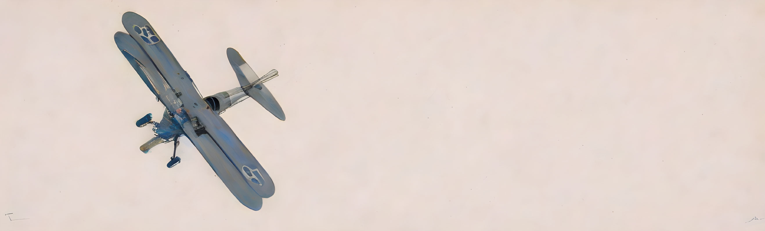 Vintage propeller airplane in profile against clear sky