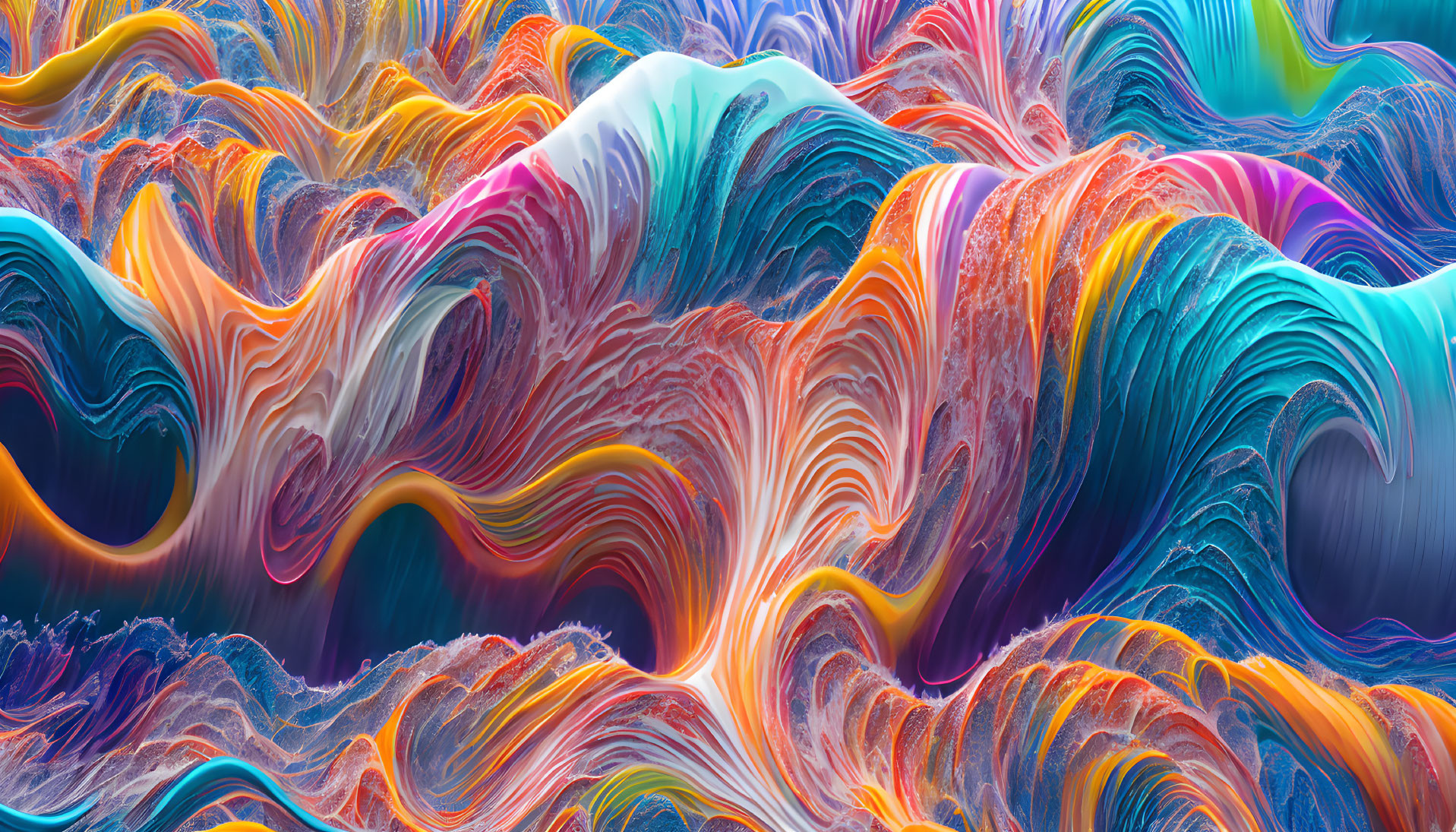 Abstract Digital Art: Vibrant, Fluid Wavy Texture & Psychedelic Waves