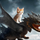 Orange and White Kitten on Dragon's Back under Dramatic Sky