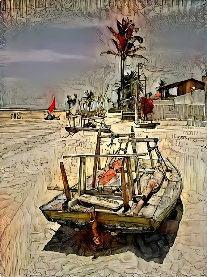 Boats resting on the sand