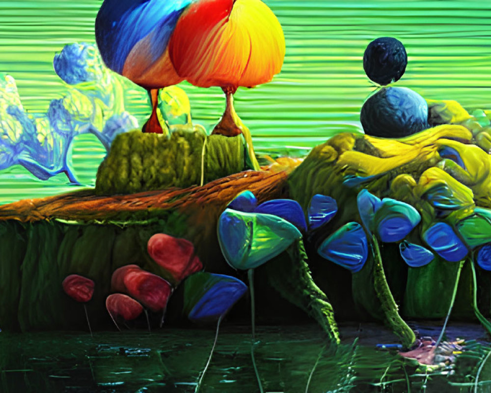 Colorful Balloon Artwork Over Surreal Landscape