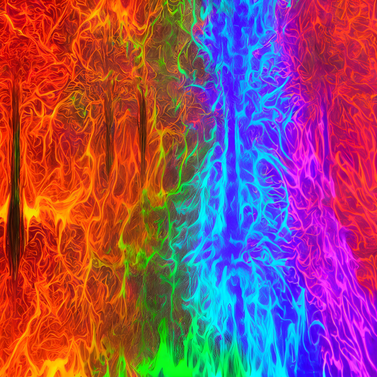 Abstract Art: Fluid Patterns in Fiery & Cool Colors