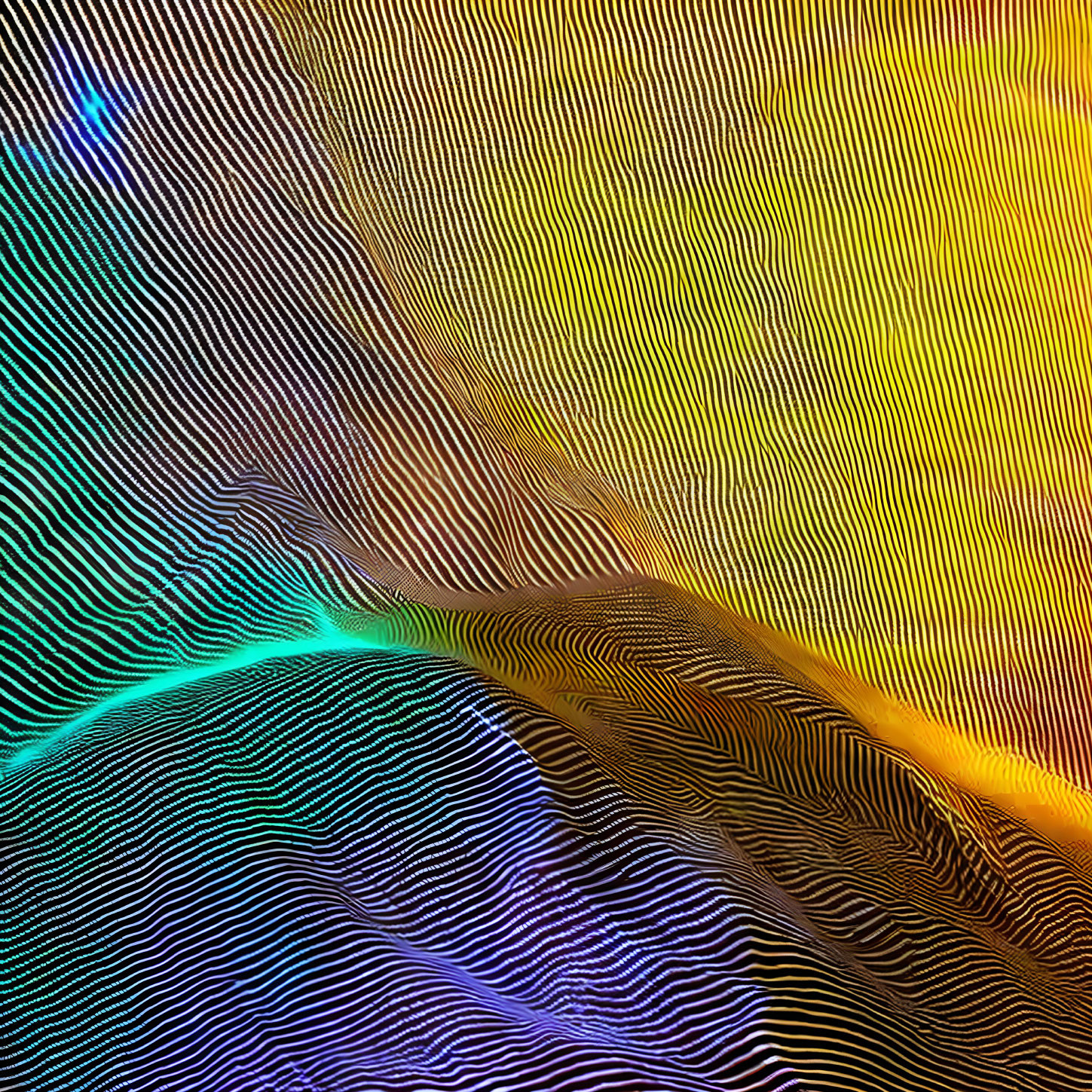 Colorful Abstract Digital Image: Topographic-Like Pattern with Wavy Lines