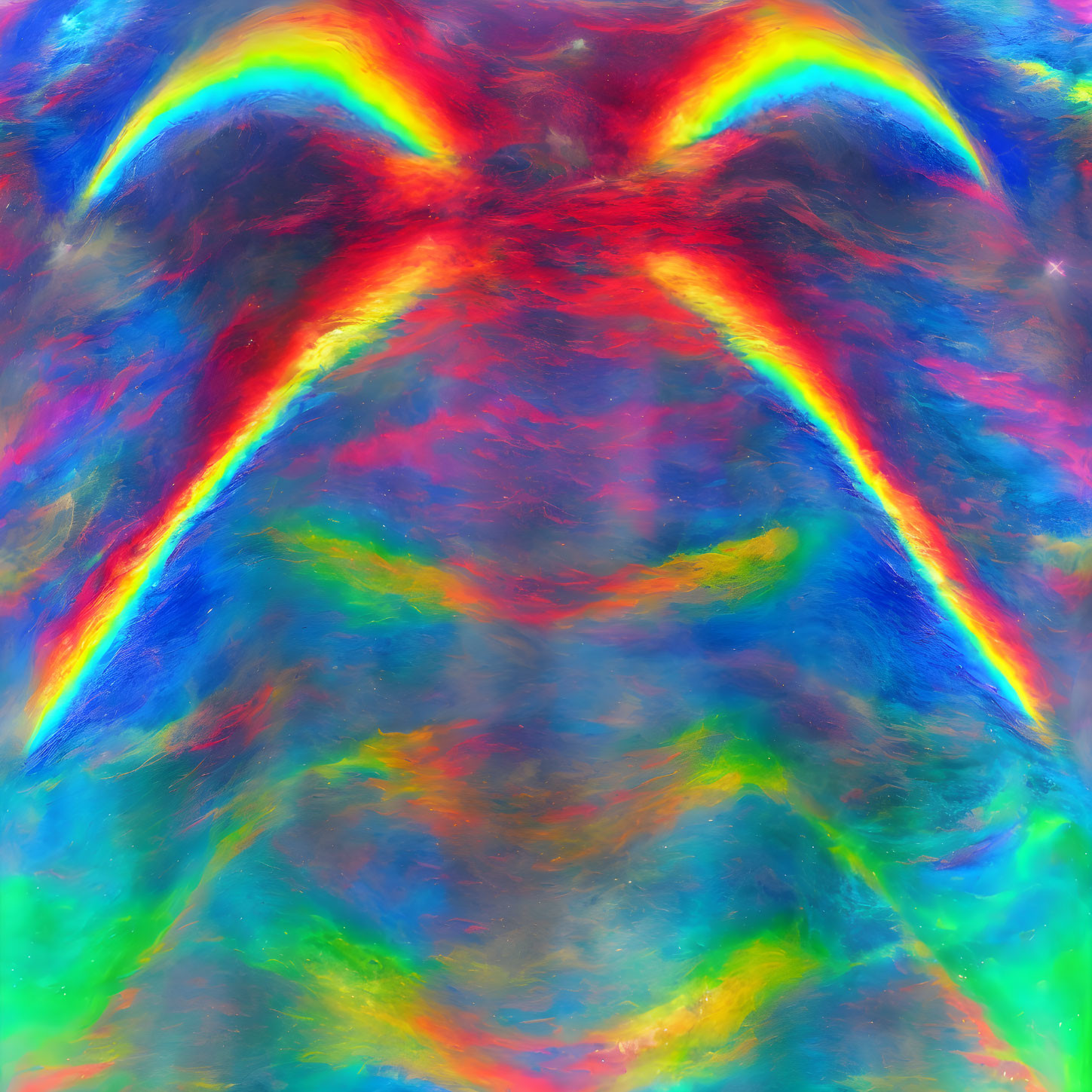 Vibrant swirling patterns in rainbow spectrum