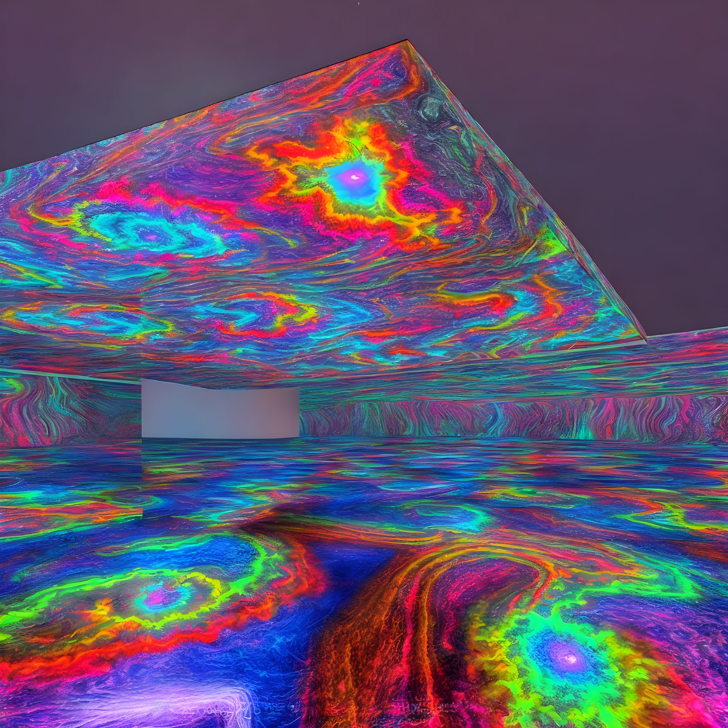 Colorful Psychedelic Pattern on Angular Architectural Structure