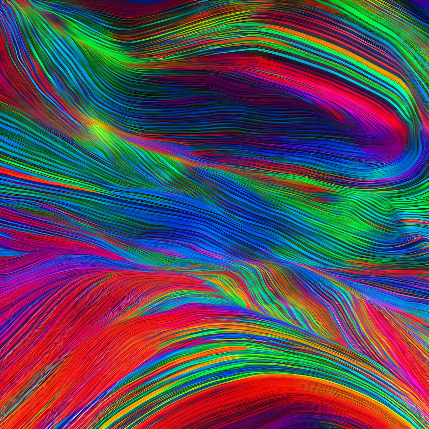 Colorful Abstract Art: Multicolored Waves in Motion