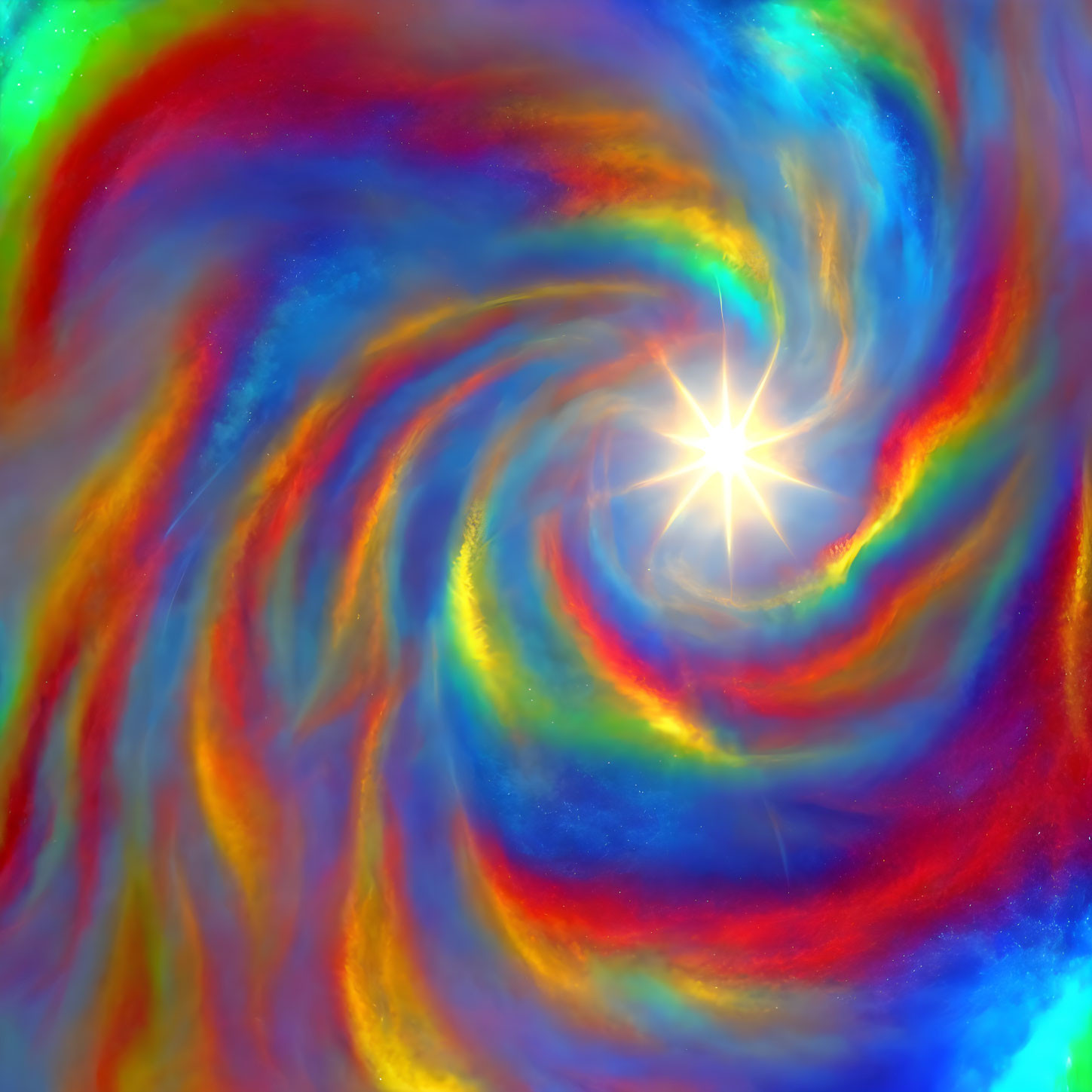 Colorful Abstract Art: Bright Light Source with Swirling Patterns